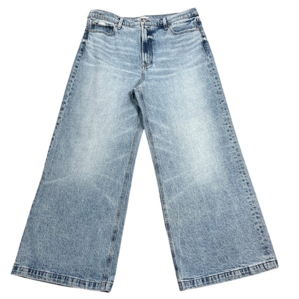 Pistola‎ Lana High-Rise Ultra Wide Leg Jean Plus Sz 33" Petite Break Light Wash